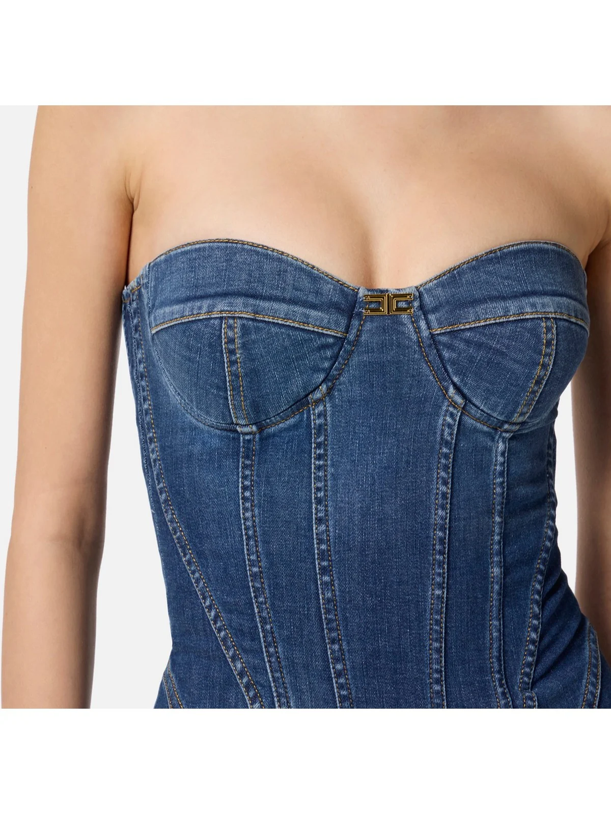 ELISABETTA FRANCHI Abito Donna  AJ44D56E2 104 BLUE DENIM - Image 4
