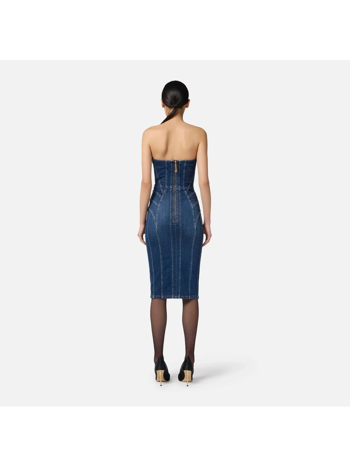 ELISABETTA FRANCHI Abito Donna  AJ44D56E2 104 BLUE DENIM - Image 5