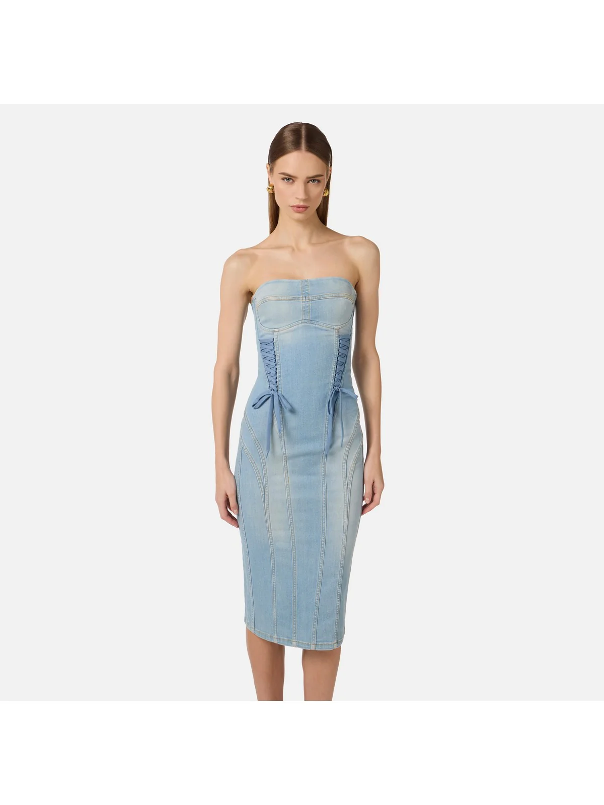 ELISABETTA FRANCHI Abito Donna  AJ47D61E2 192 LIGHT BLUE - Image 3