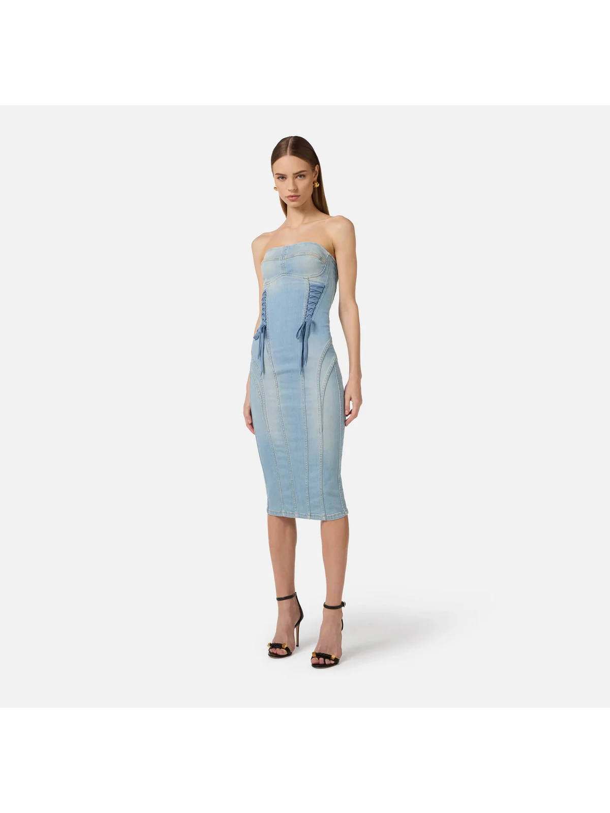 ELISABETTA FRANCHI Abito Donna  AJ47D61E2 192 LIGHT BLUE - Image 4