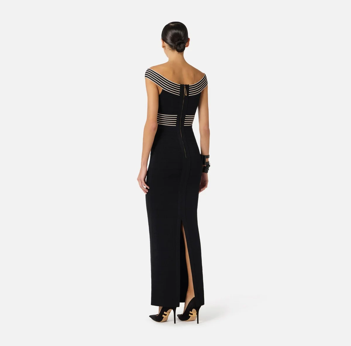 ELISABETTA FRANCHI Abito Donna  AM75S61E2 685 NERO/BURRO - Image 3