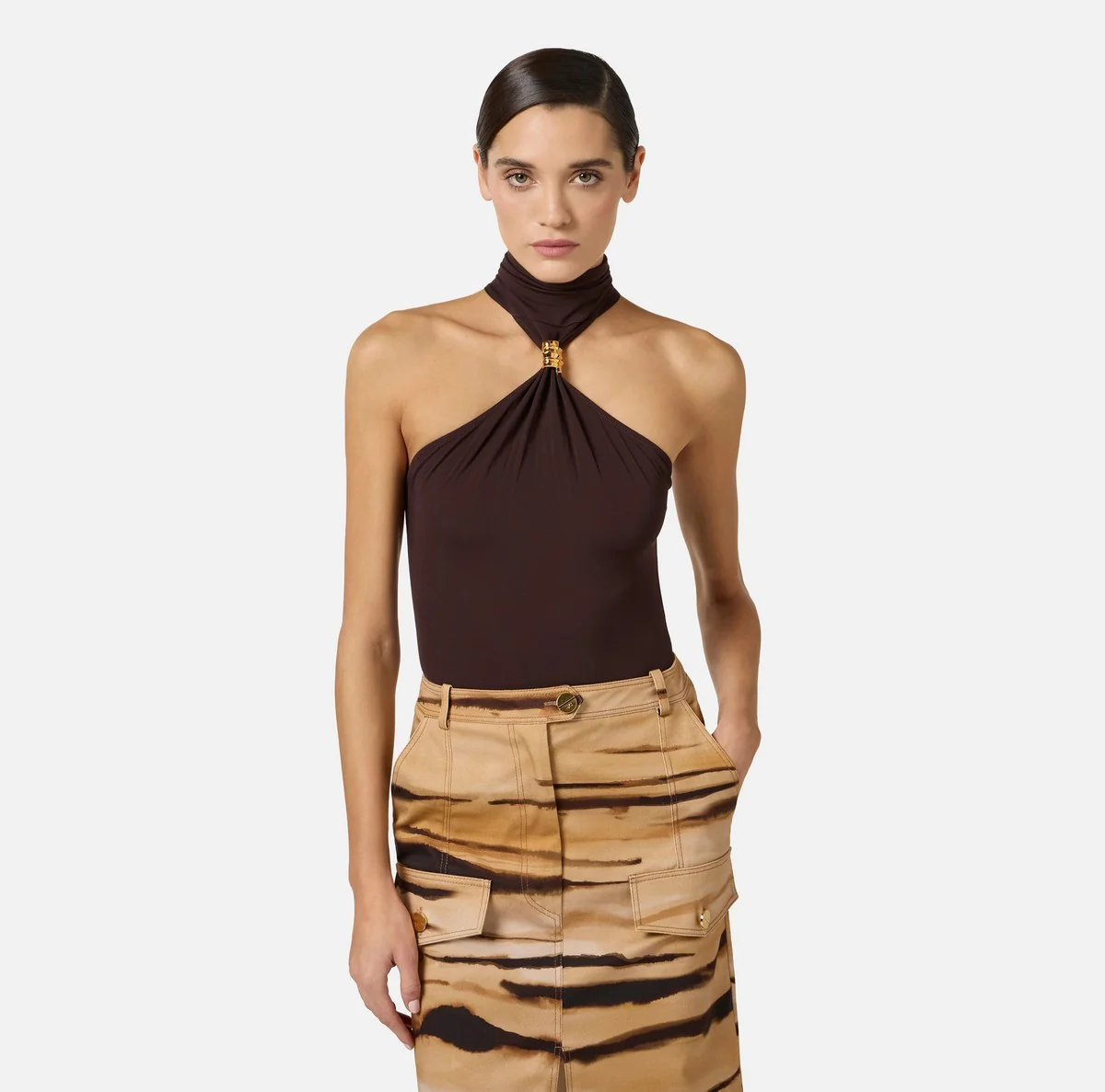 ELISABETTA FRANCHI Body Donna  BO01761E2 EV9 DARK CHOCOLATE - Image 4