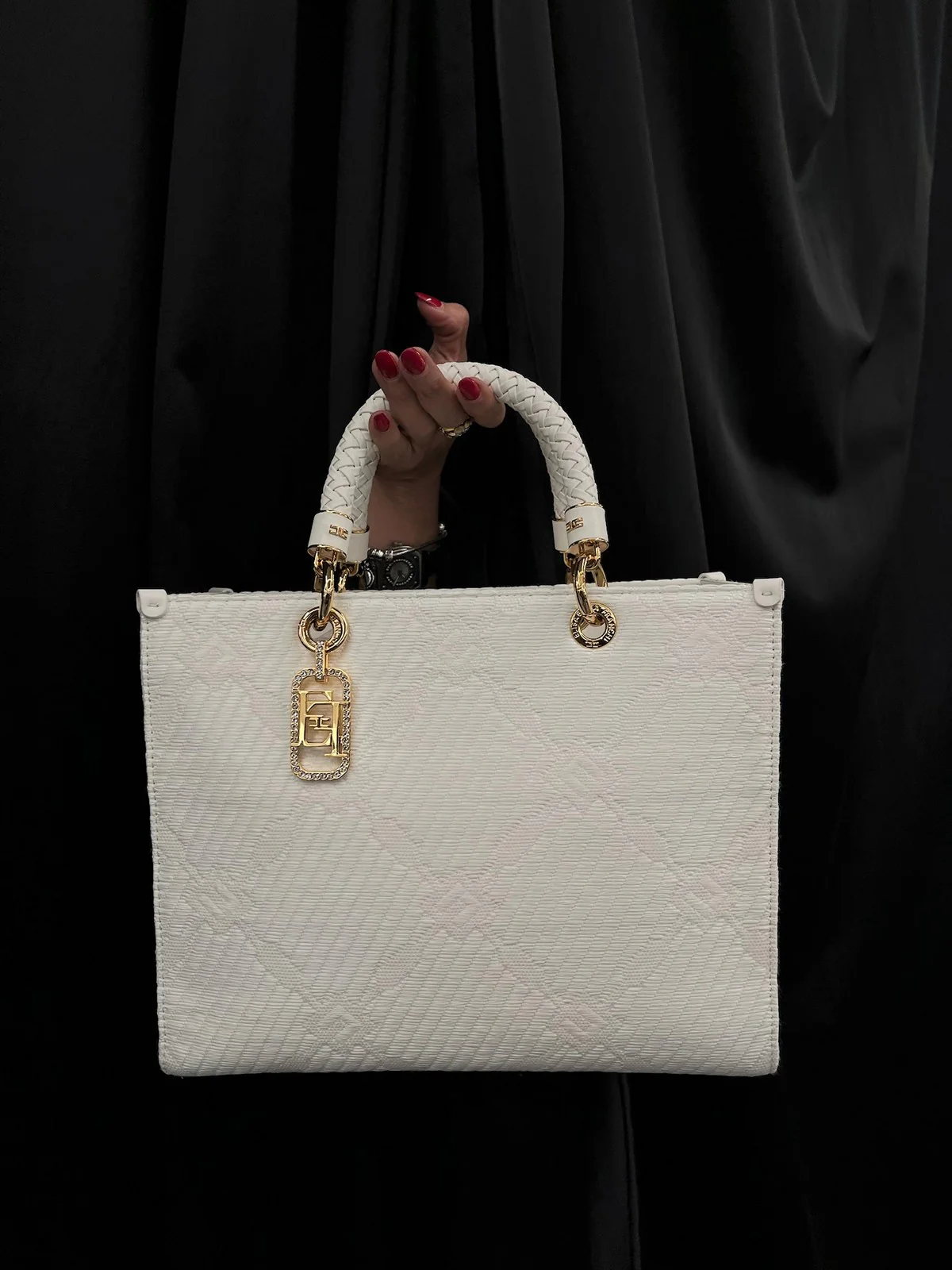 ELISABETTA FRANCHI Borsa Donna  BS12A51E2-360 Avorio - Image 9