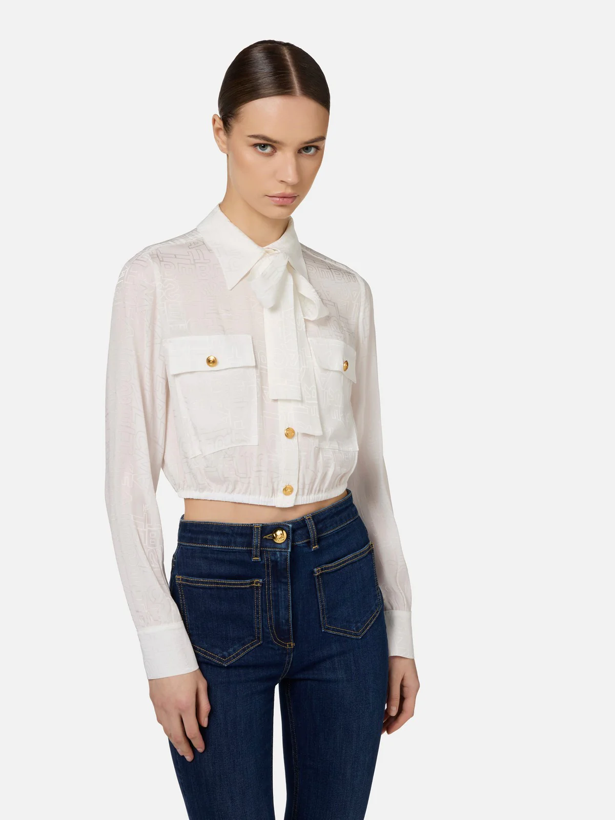 ELISABETTA FRANCHI Camicia Donna  CA06146E2 360 Avorio - Image 3