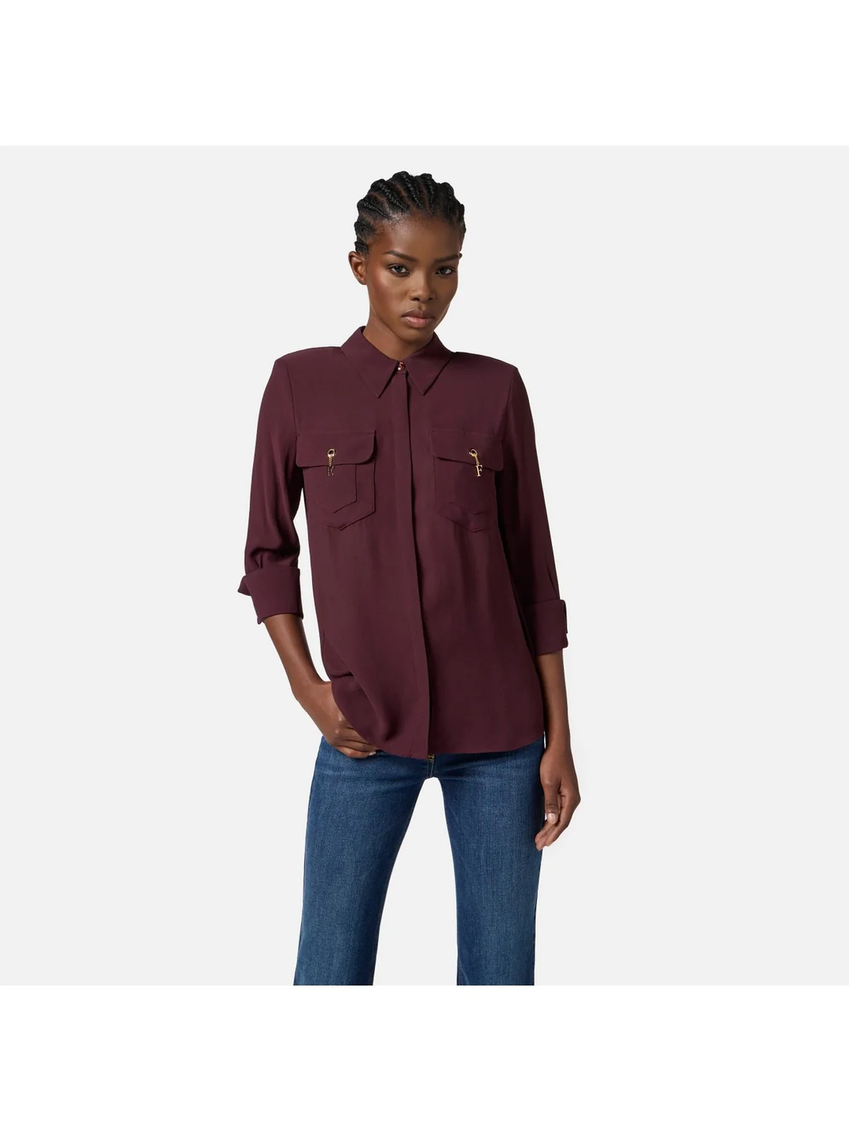 ELISABETTA FRANCHI Camicia Donna  CA12256E2 EA4 MERLOT - Image 3