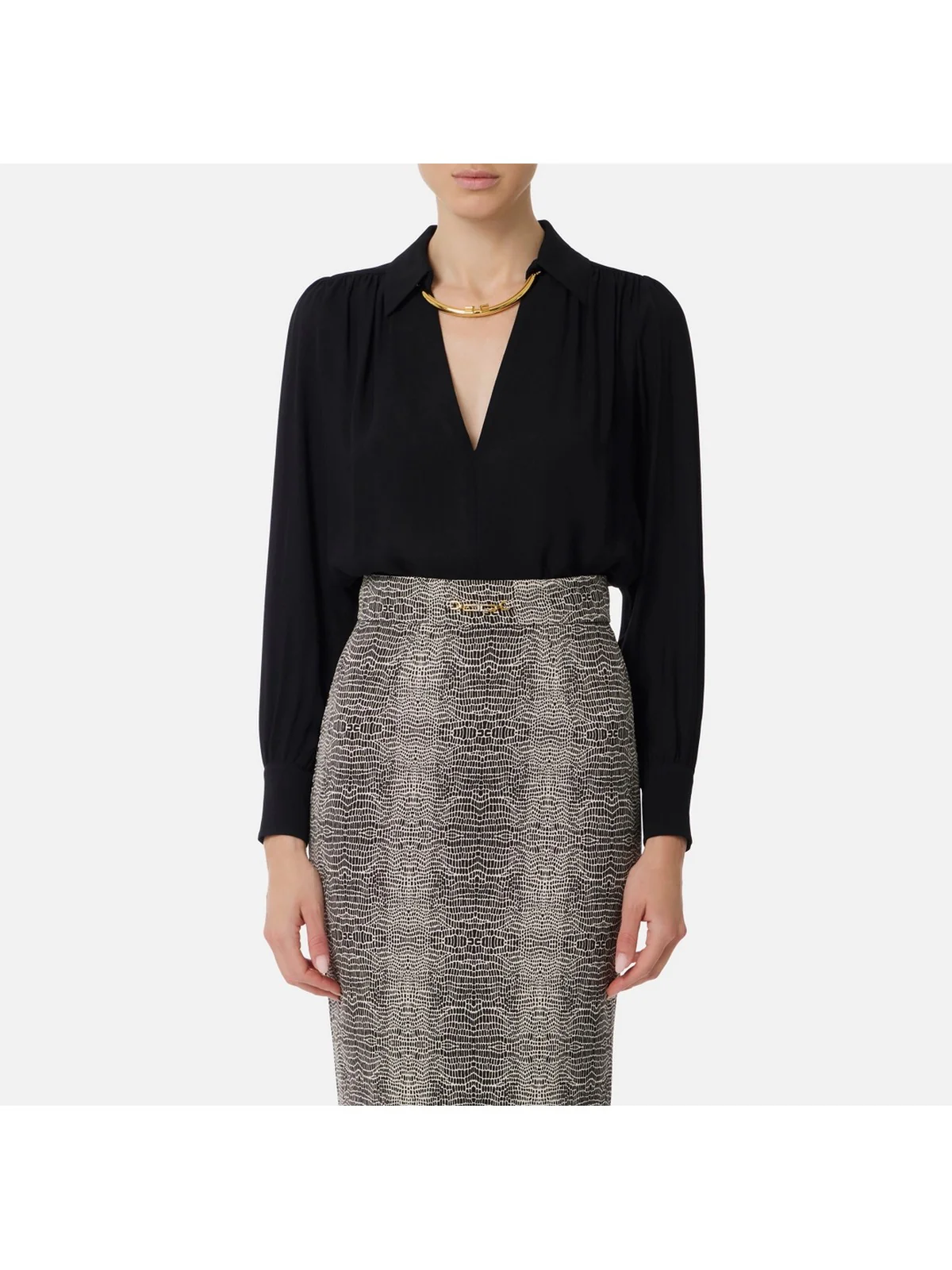 ELISABETTA FRANCHI Camicia Donna CA12356E2 110 Nero - Image 4