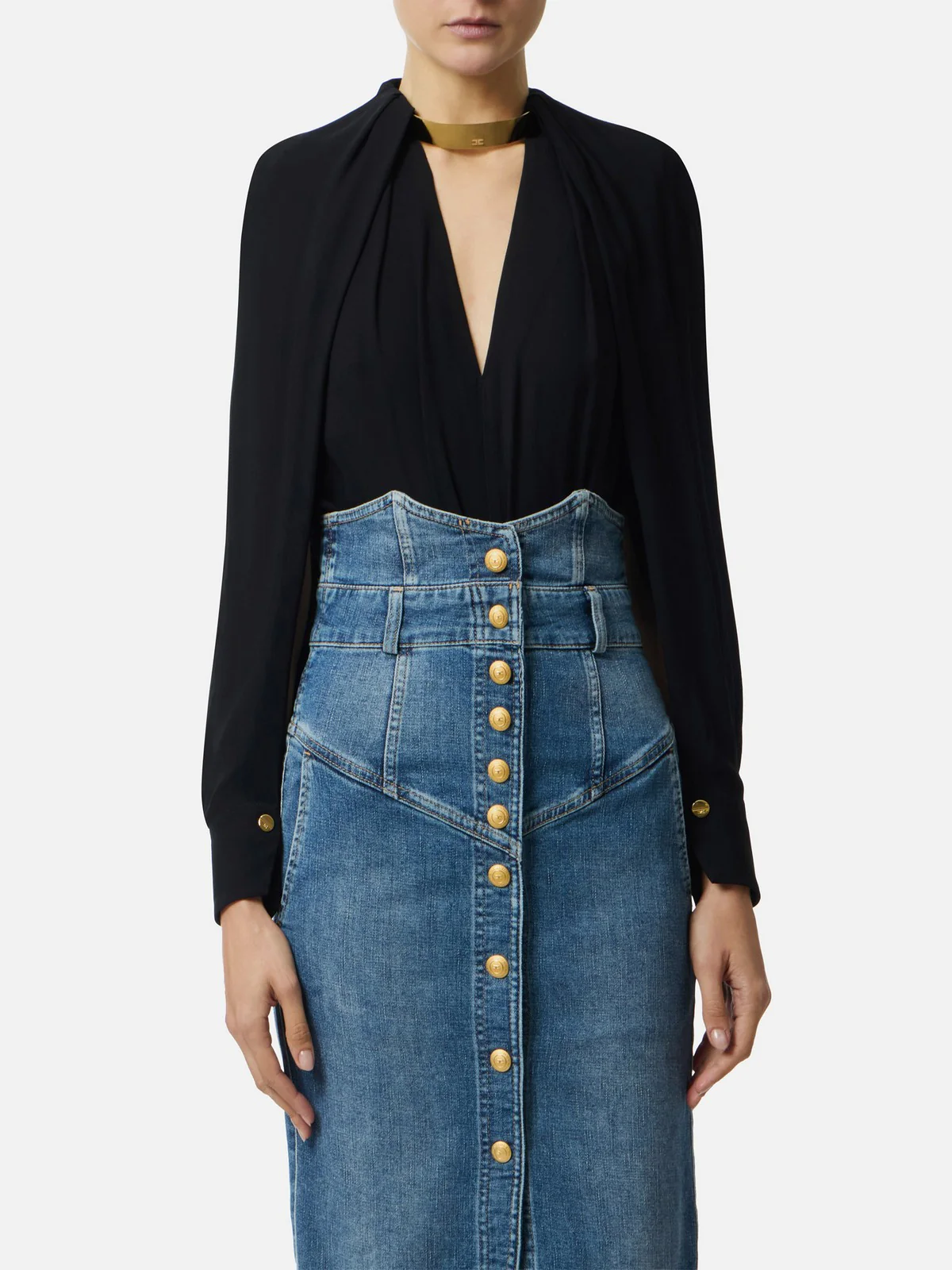 ELISABETTA FRANCHI Camicia Donna  CA12961E2 110 Nero - Image 2