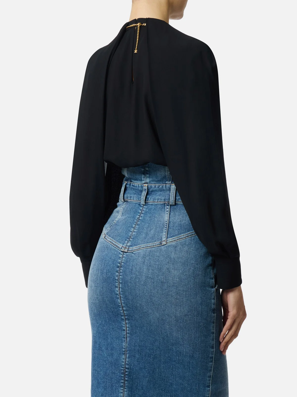 ELISABETTA FRANCHI Camicia Donna  CA12961E2 110 Nero - Image 4