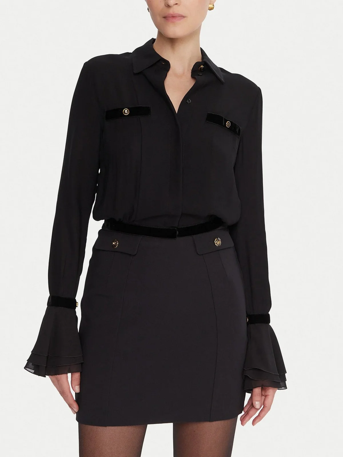 ELISABETTA FRANCHI Camicia Donna  CA13157E2 110 Nero - Image 2