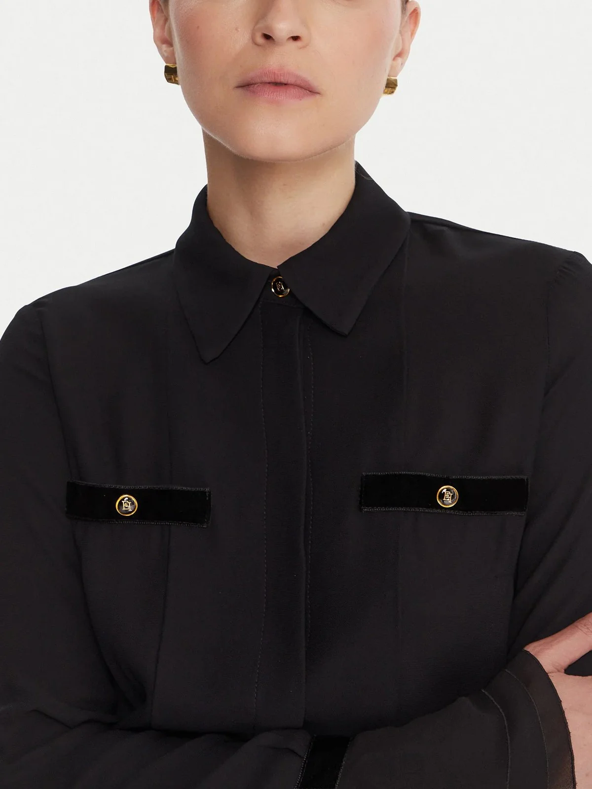 ELISABETTA FRANCHI Camicia Donna  CA13157E2 110 Nero - Image 5