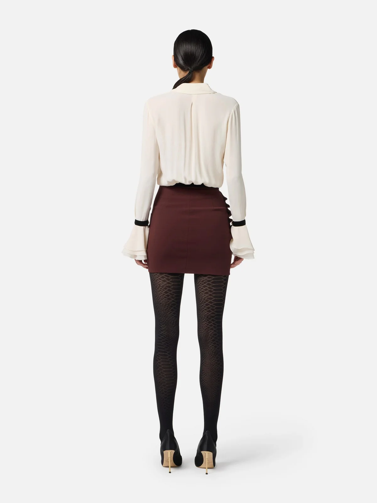 ELISABETTA FRANCHI Camicia Donna  CA13157E2 EF1 MILK/NERO - Image 5