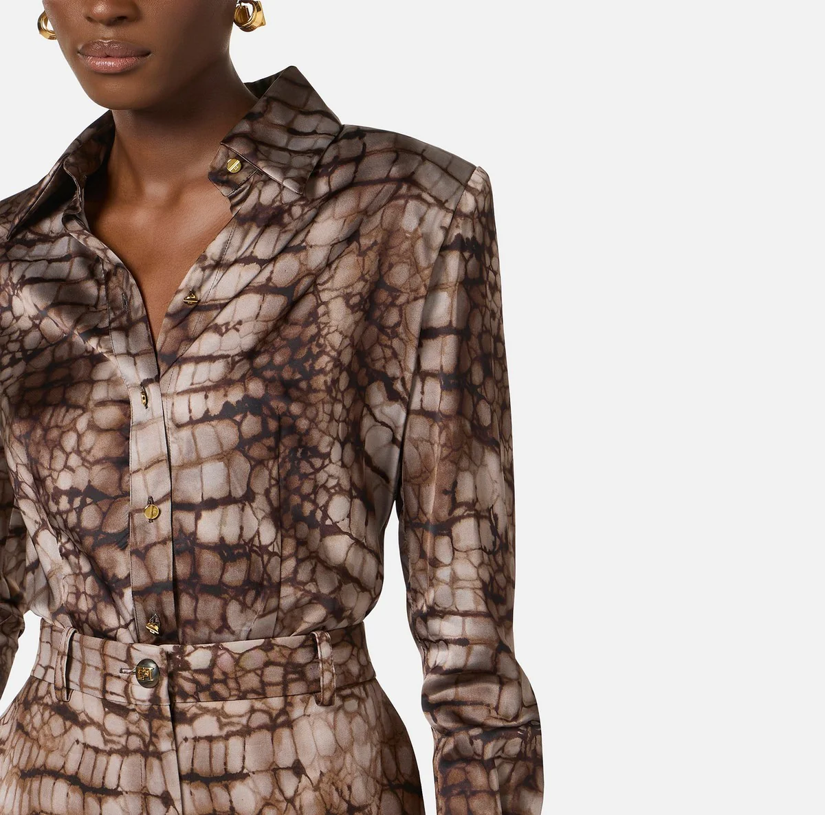 ELISABETTA FRANCHI Camicia Donna  CA13161E2 644 CACAO - Image 2