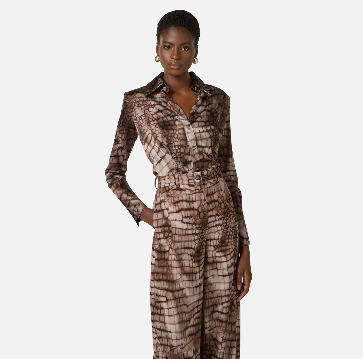 ELISABETTA FRANCHI Camicia Donna  CA13161E2 644 CACAO - Image 5