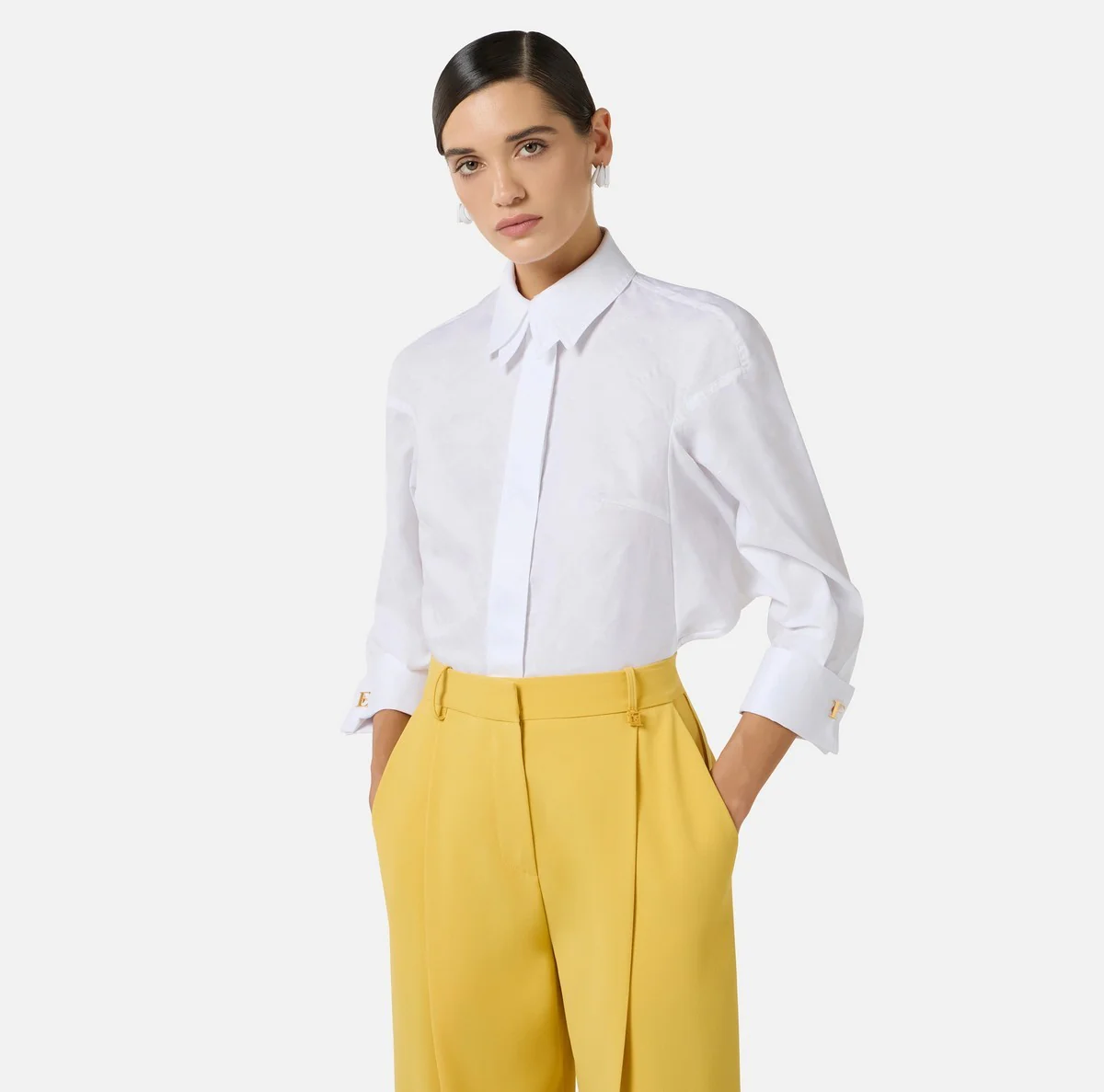 ELISABETTA FRANCHI Camicia Donna  CA14161E2 100 Bianco - Image 4