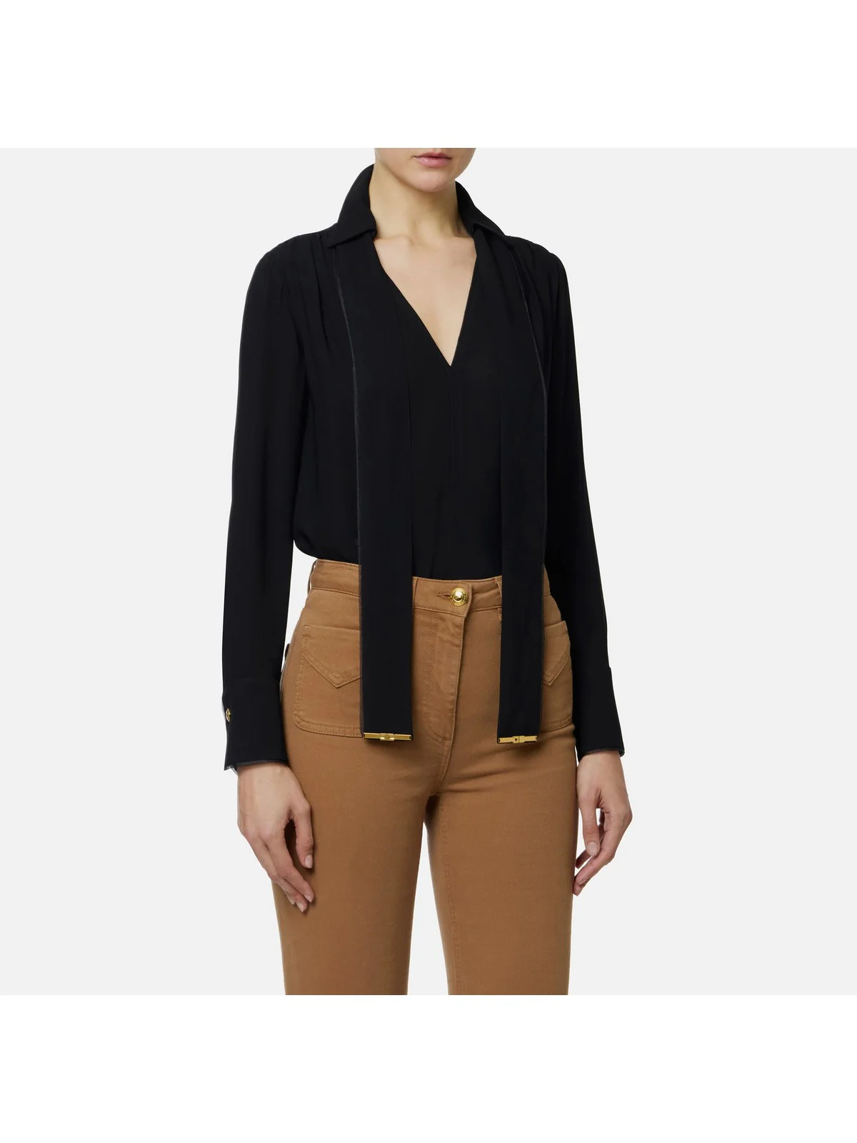 ELISABETTA FRANCHI Camicia Donna CA14661E2 110 Nero - Image 4