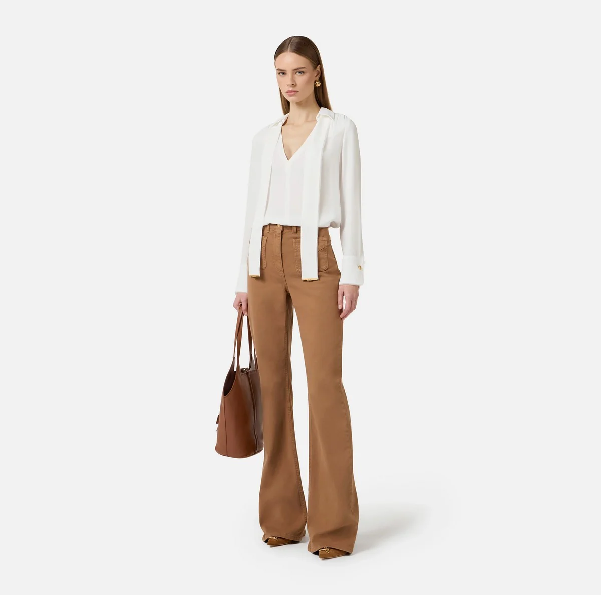 ELISABETTA FRANCHI Camicia Donna  CA14661E2 360 Avorio - Image 5