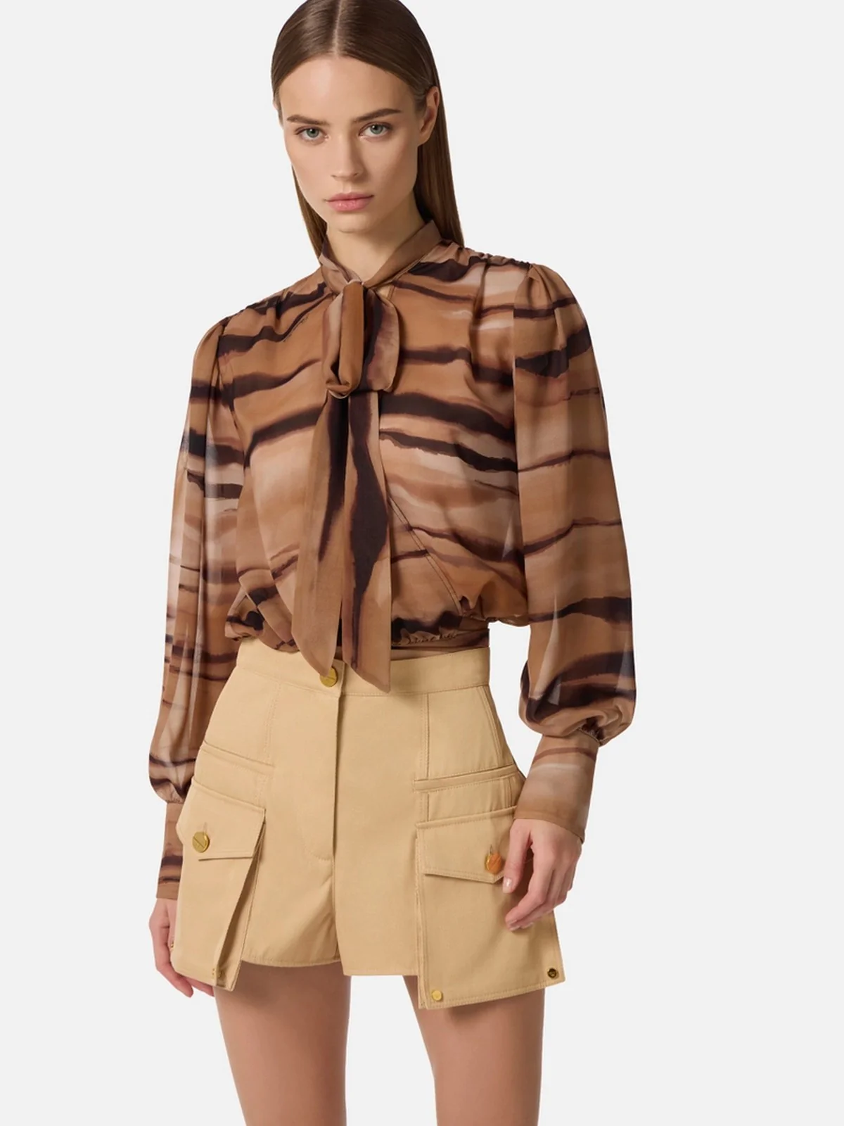 ELISABETTA FRANCHI Camicia Donna  CA16062E2 470 CAMMELLO - Image 4