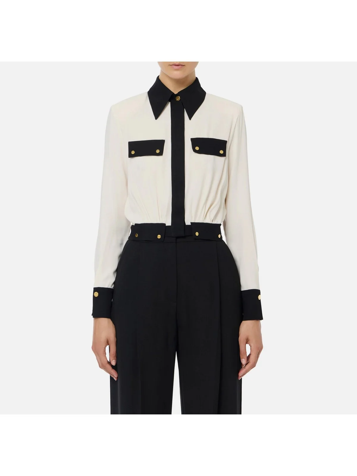 ELISABETTA FRANCHI Camicia Donna  CAT0156E2 EF1 MILK/NERO - Image 4