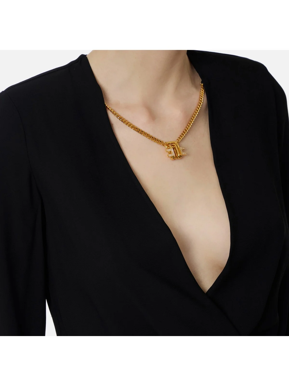 ELISABETTA FRANCHI Camicia Donna CB00762E2 110 Nero - Image 3