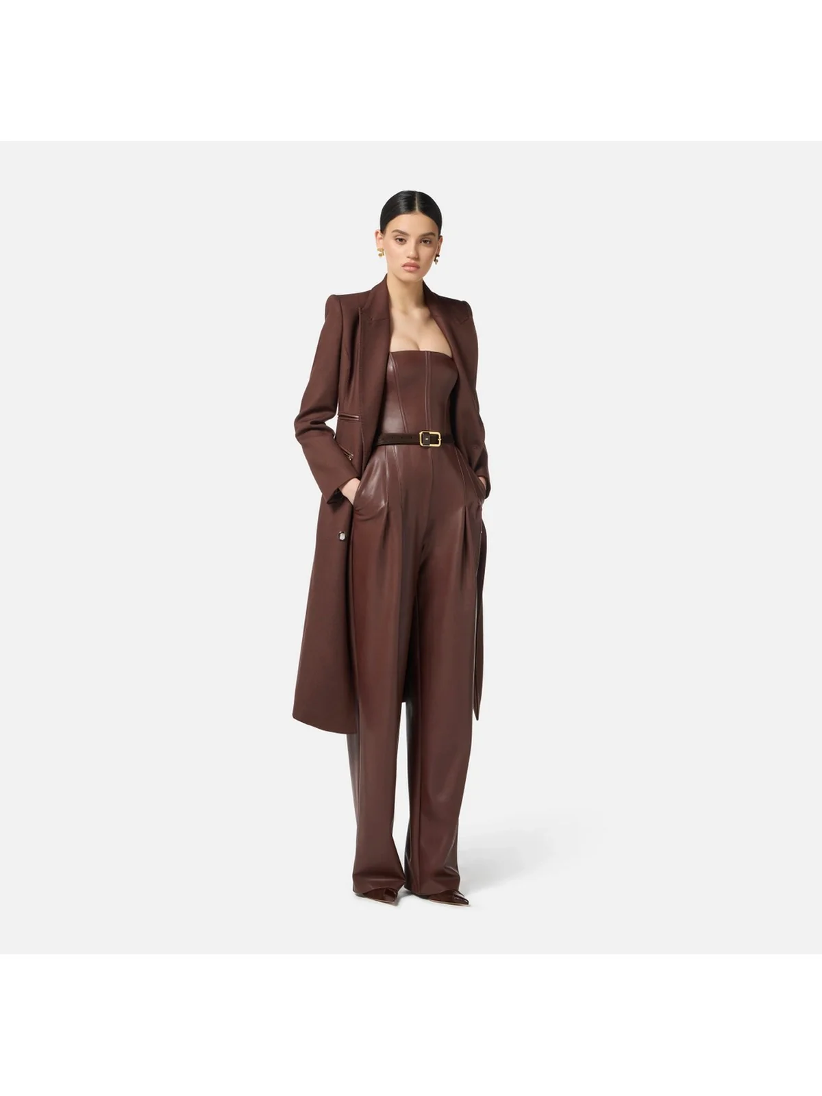 ELISABETTA FRANCHI Cappotto Donna  CP01056E2 EA3 COFFEE - Image 3