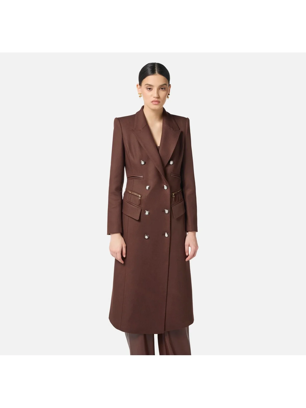 ELISABETTA FRANCHI Cappotto Donna  CP01056E2 EA3 COFFEE - Image 4
