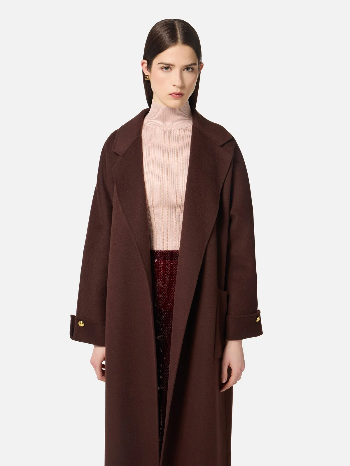 ELISABETTA FRANCHI Cappotto Donna  CP68D56E2 EA3 COFFEE - Image 3