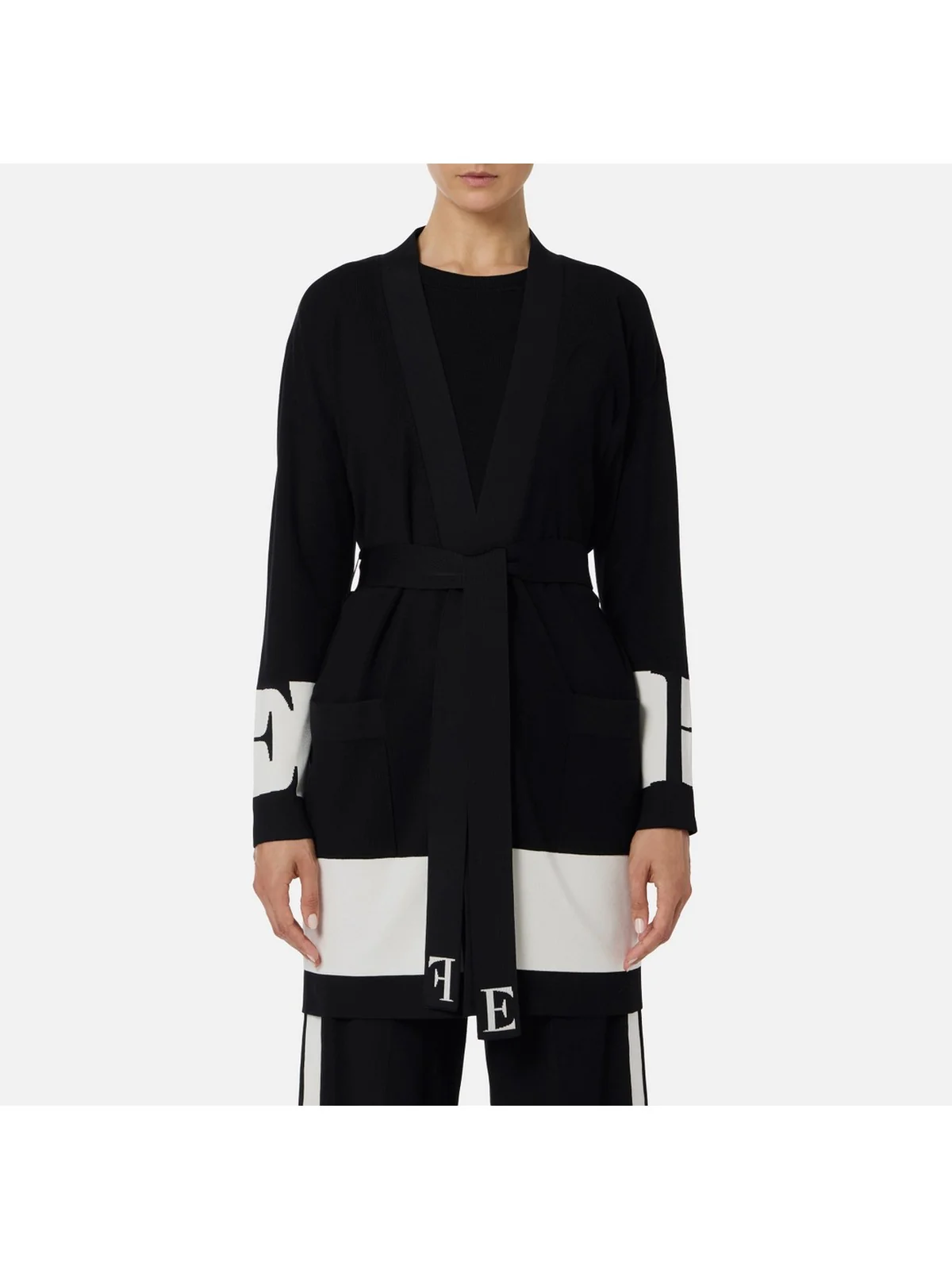 ELISABETTA FRANCHI Cardigan Donna MK02S56E2 EF3 NERO/MILK - Image 2