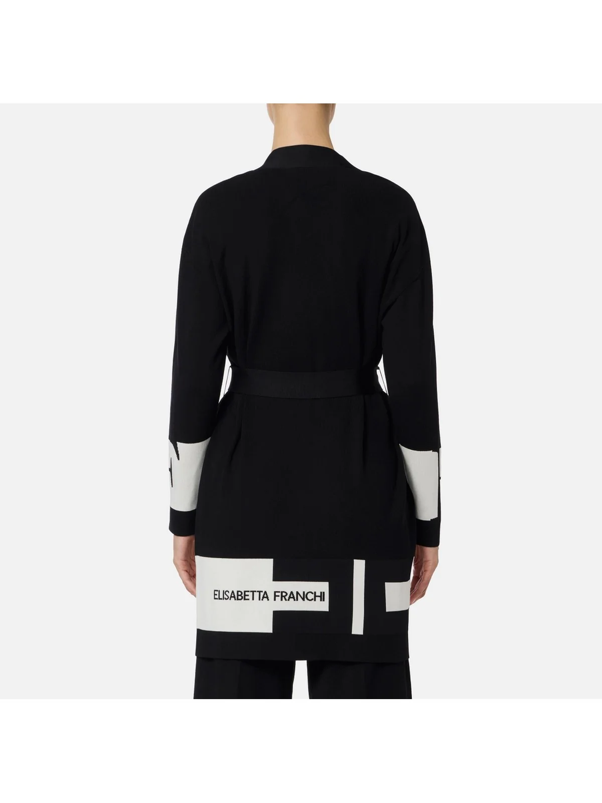 ELISABETTA FRANCHI Cardigan Donna MK02S56E2 EF3 NERO/MILK - Image 3