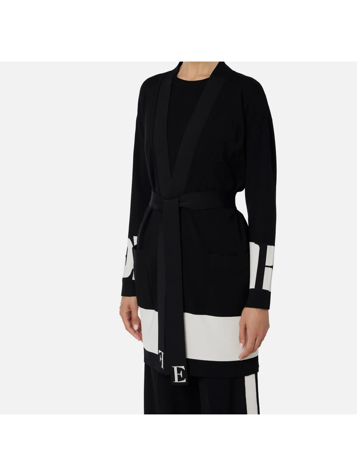 ELISABETTA FRANCHI Cardigan Donna MK02S56E2 EF3 NERO/MILK - Image 4