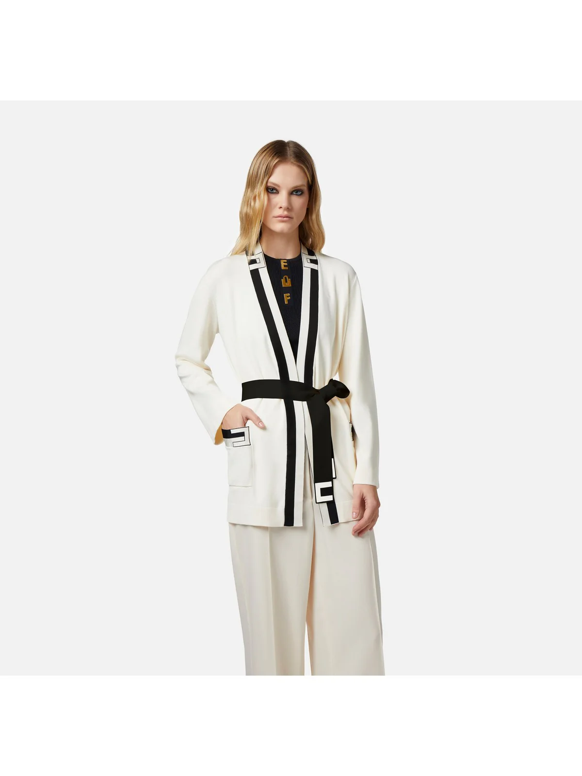 ELISABETTA FRANCHI Cardigan Donna  MK06S41E2 193 Avorio - Image 3