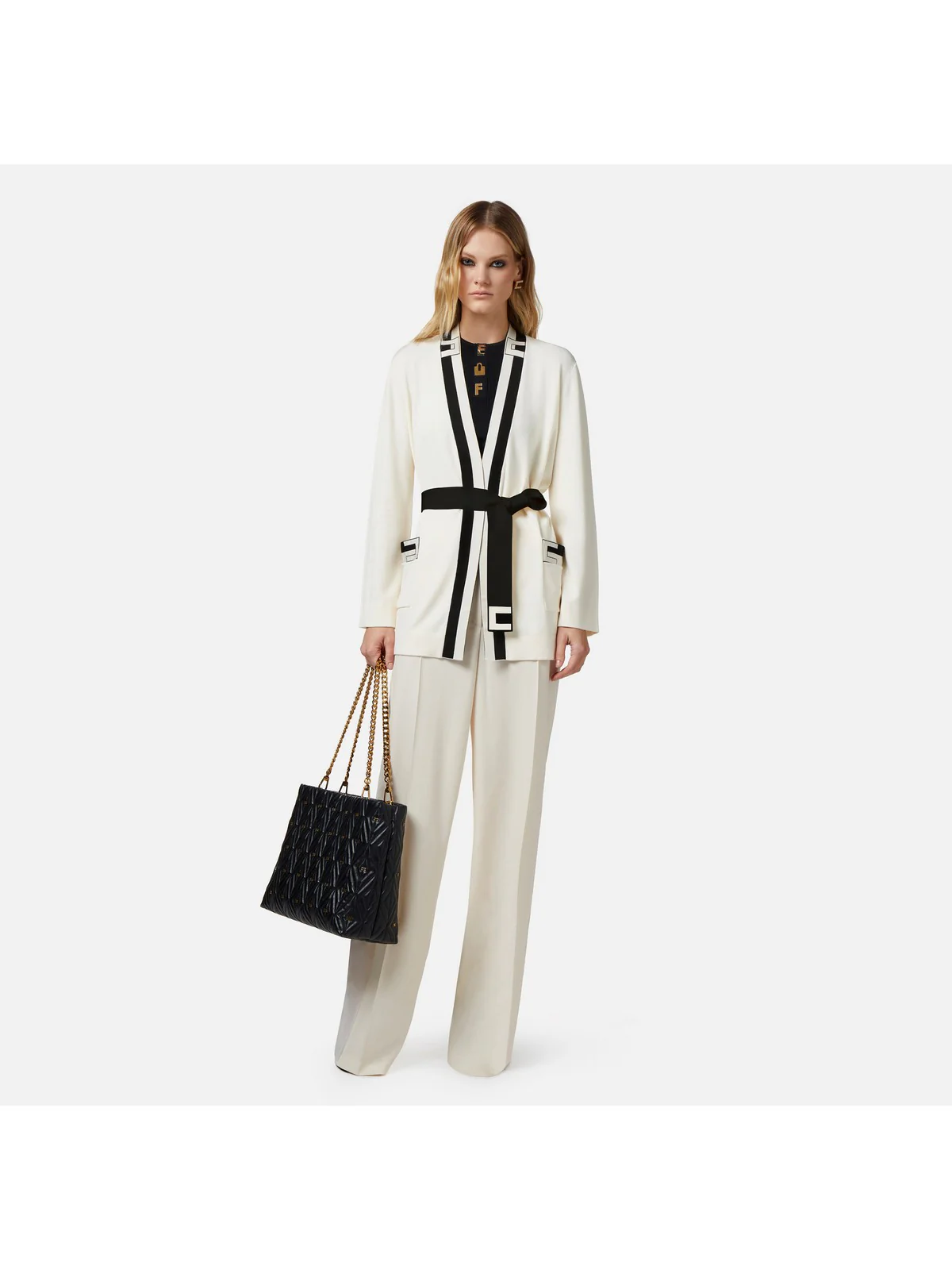 ELISABETTA FRANCHI Cardigan Donna  MK06S41E2 193 Avorio - Image 5