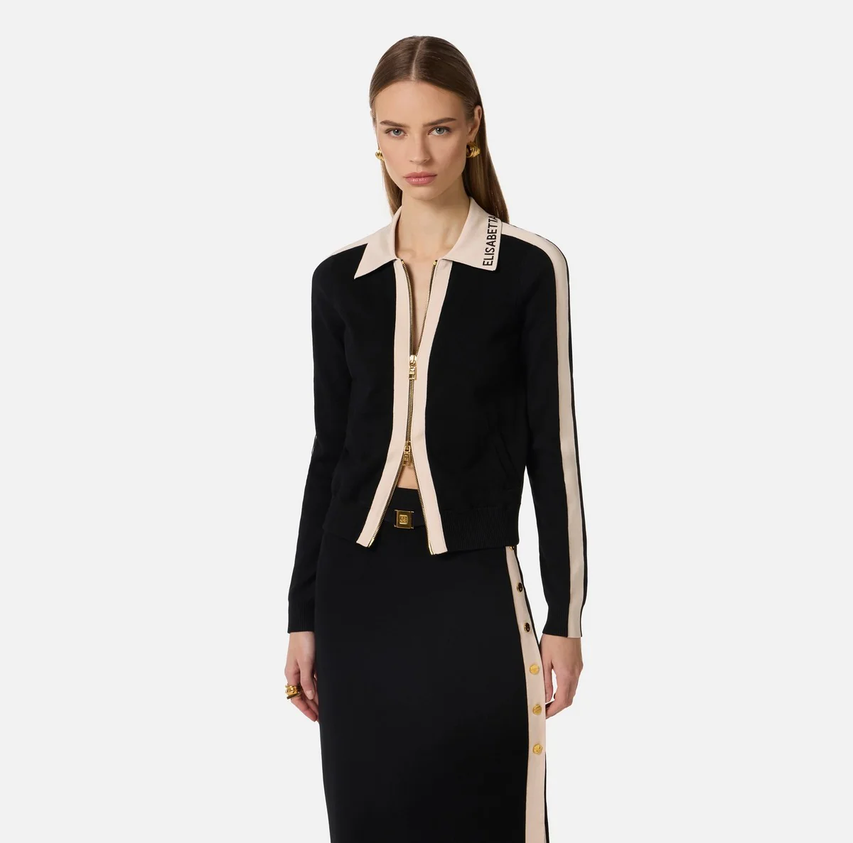 ELISABETTA FRANCHI Cardigan Donna  MK66S61E2 685 NERO/BURRO - Image 3
