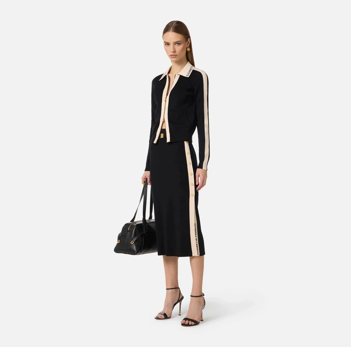 ELISABETTA FRANCHI Cardigan Donna  MK66S61E2 685 NERO/BURRO - Image 5
