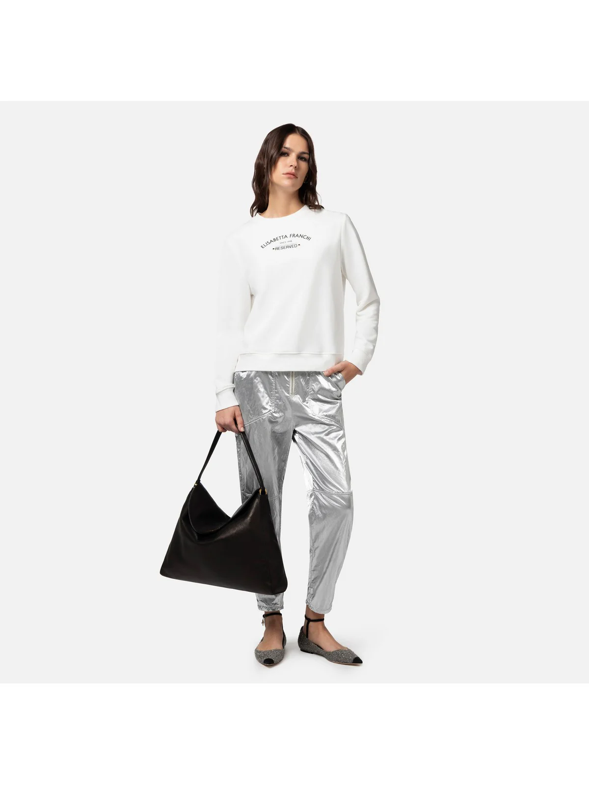 ELISABETTA FRANCHI Felpa Donna  MD00241E2 360 Avorio - Image 5