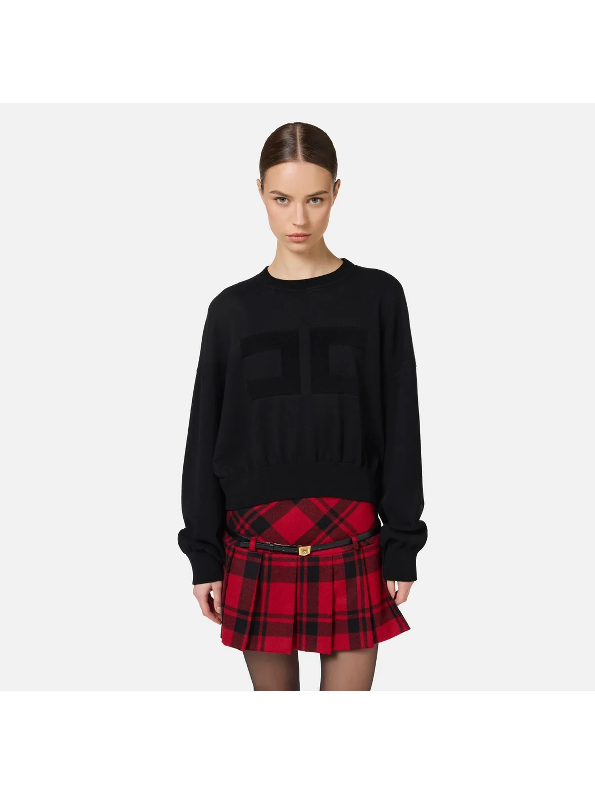 ELISABETTA FRANCHI Felpa Donna MK76Q46E2 110 Nero - Image 3