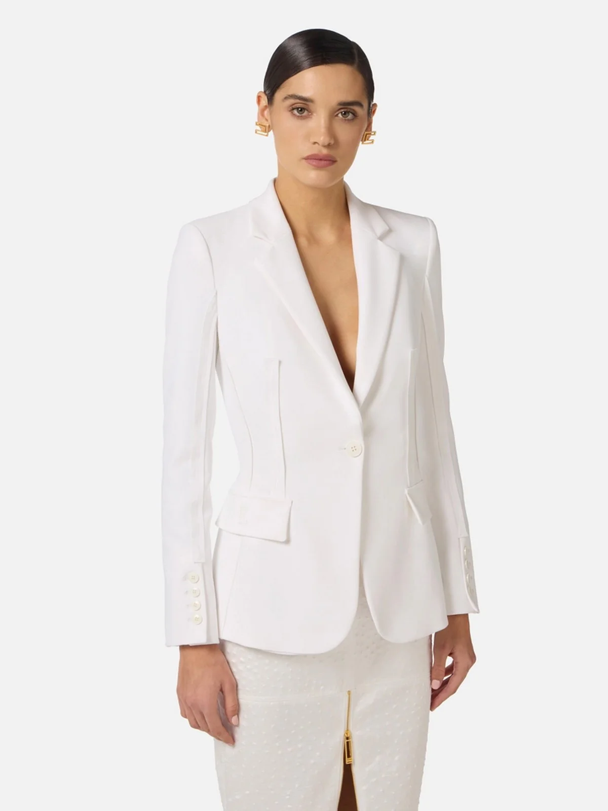 ELISABETTA FRANCHI Giacca Donna  GI21661E2 360 Avorio - Image 4