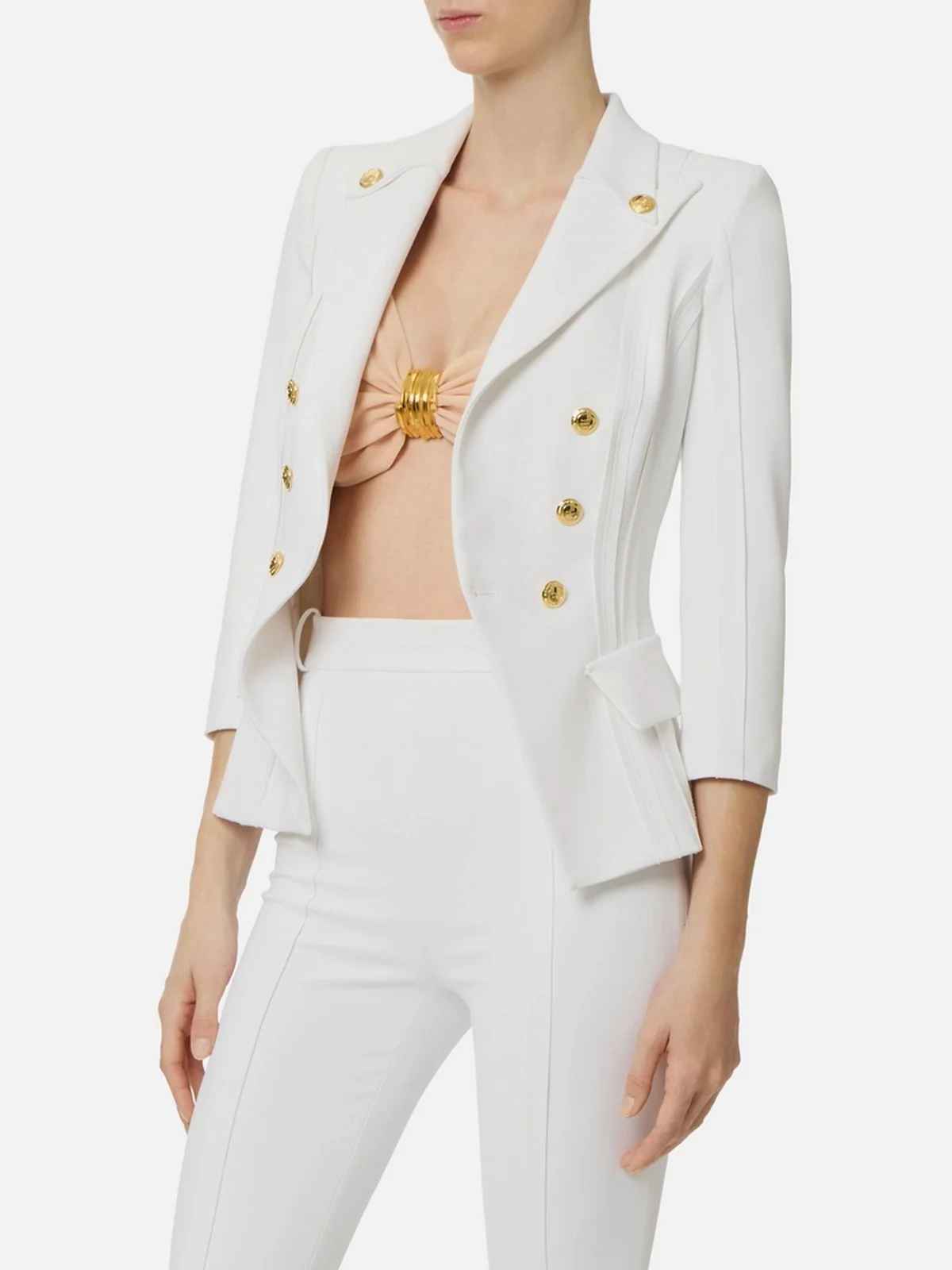 ELISABETTA FRANCHI Giacca Donna GI21861E2 360 Avorio - Image 4
