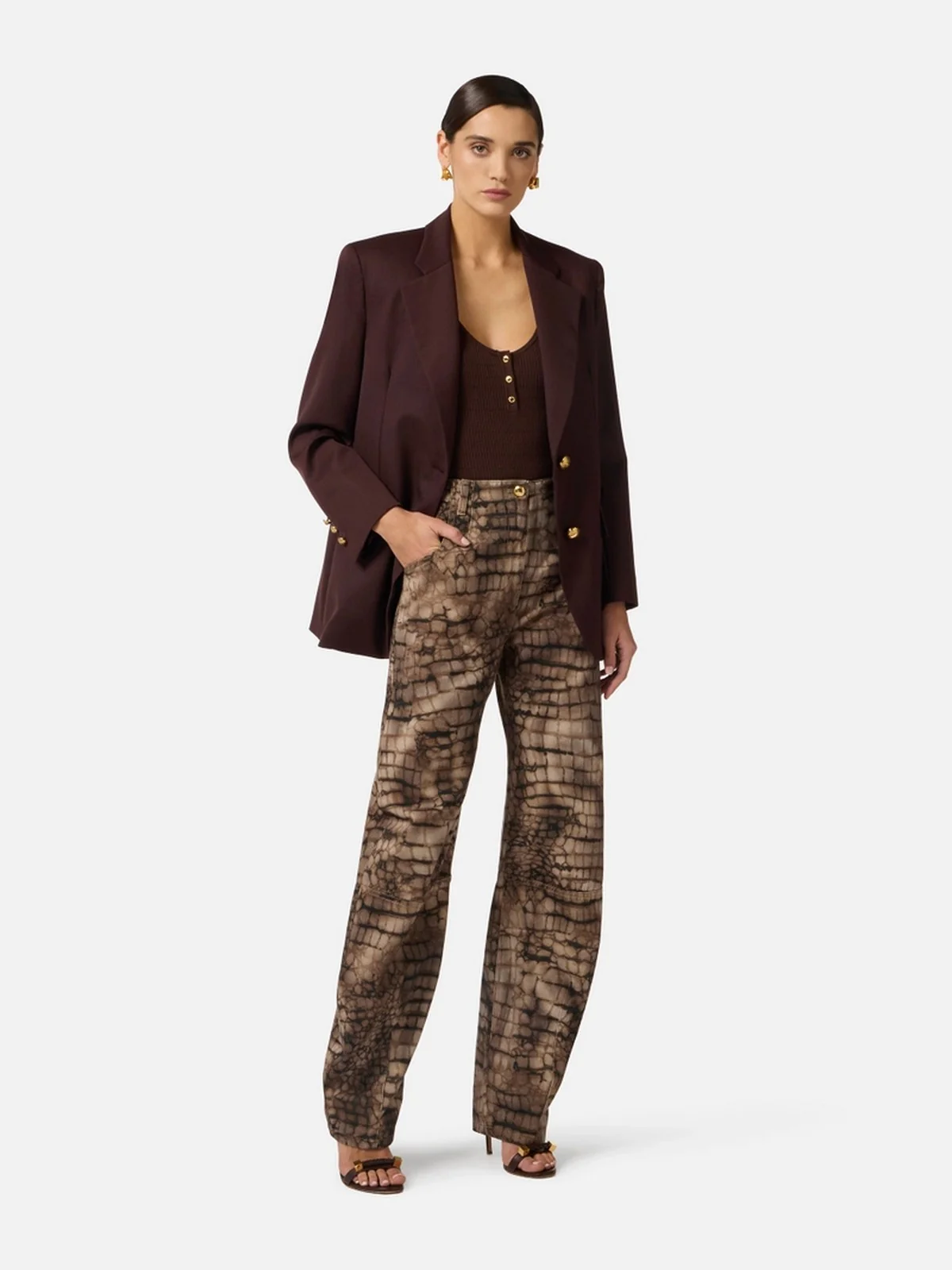 ELISABETTA FRANCHI Giacca Donna  GI23962E2 644 CACAO - Image 5