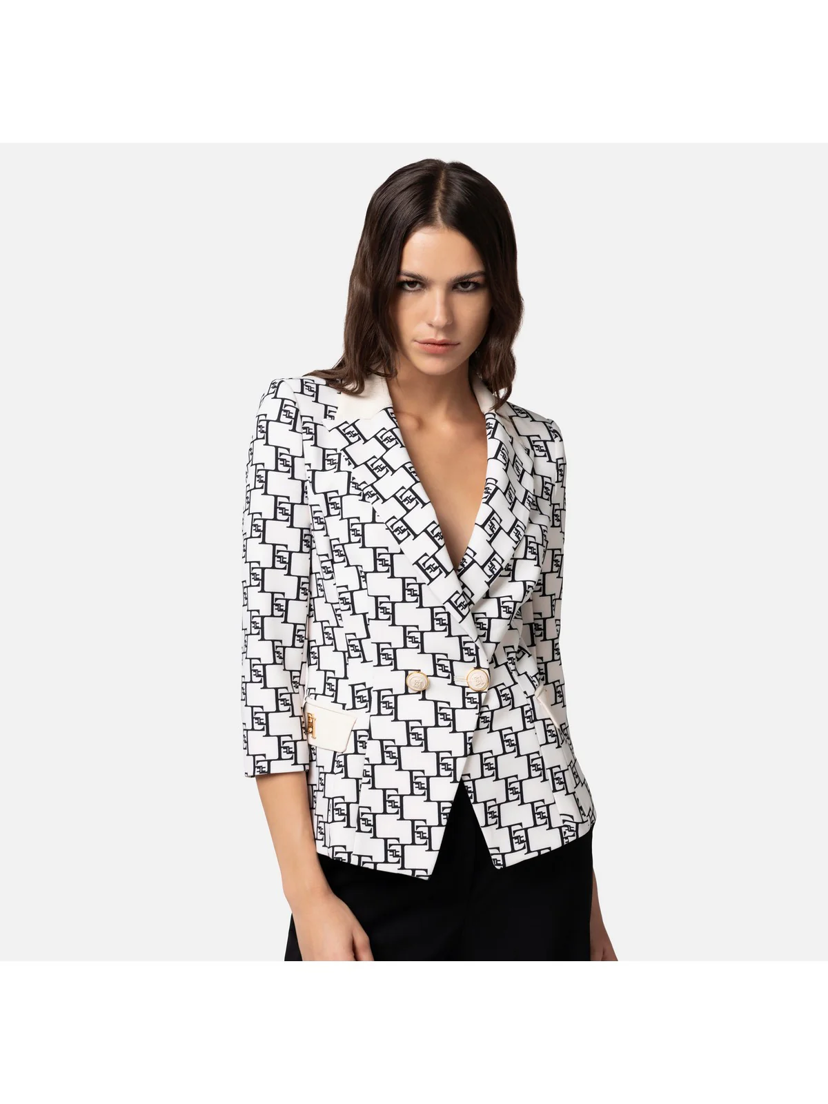 ELISABETTA FRANCHI Giacca Donna  GIS6141E2 E84 Avorio - Image 3