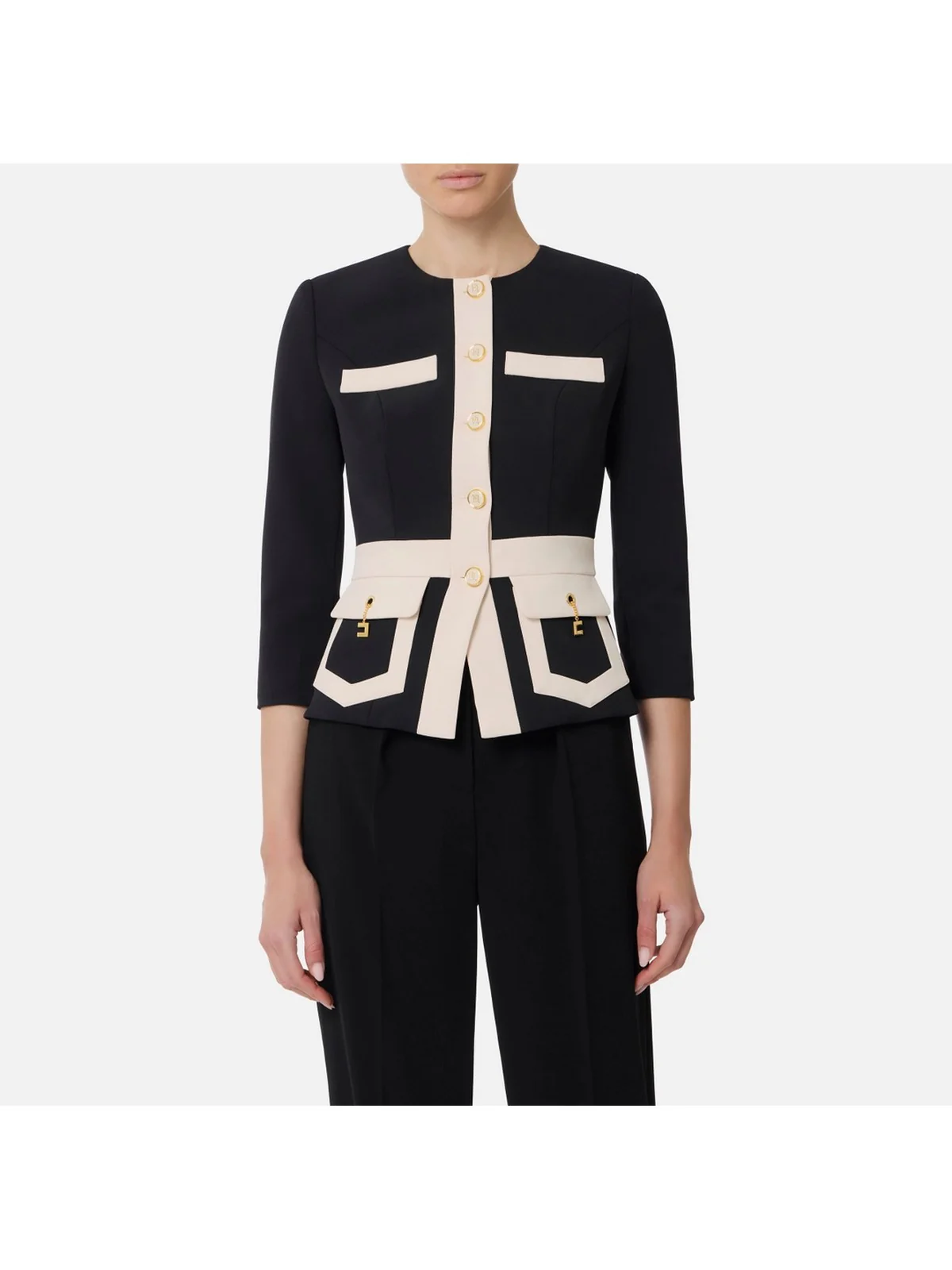 ELISABETTA FRANCHI Giacca Donna GIT0156E2 EF3 NERO/MILK - Image 2
