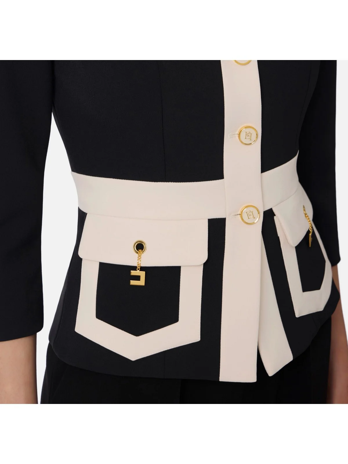 ELISABETTA FRANCHI Giacca Donna GIT0156E2 EF3 NERO/MILK - Image 3