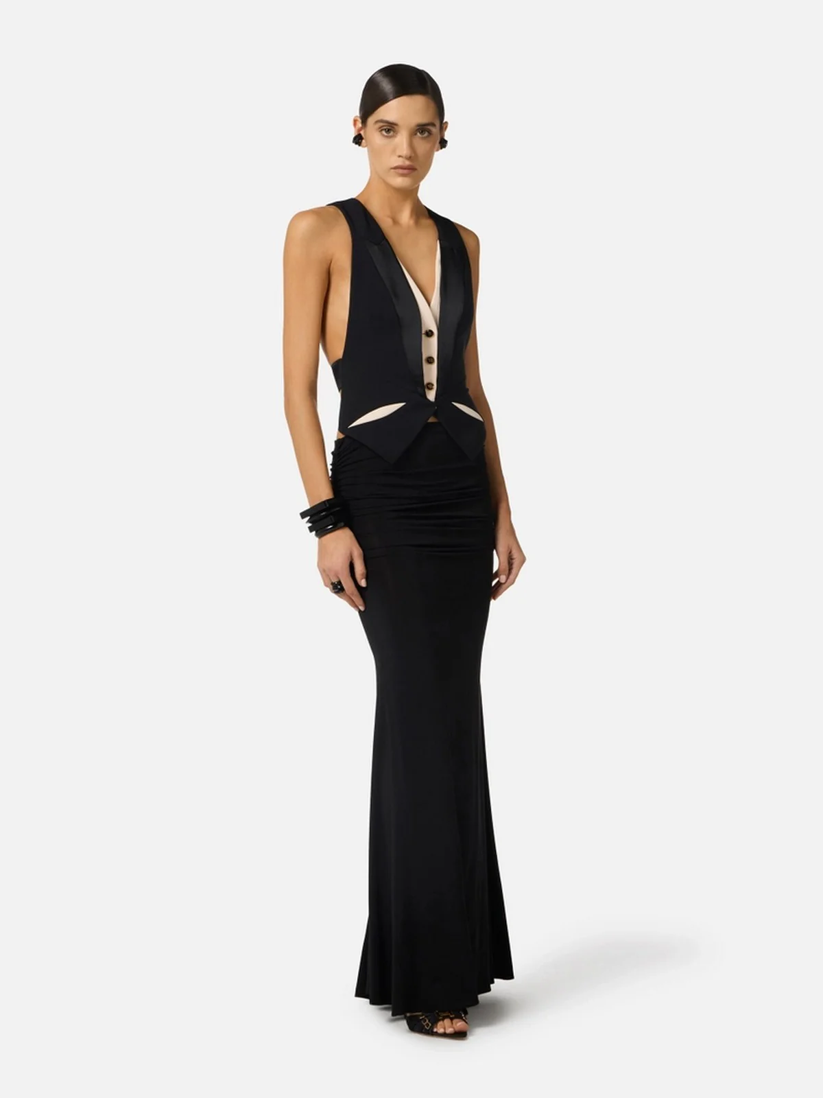 ELISABETTA FRANCHI Gilet Donna GL00461E2 685 NERO/BURRO - Image 4