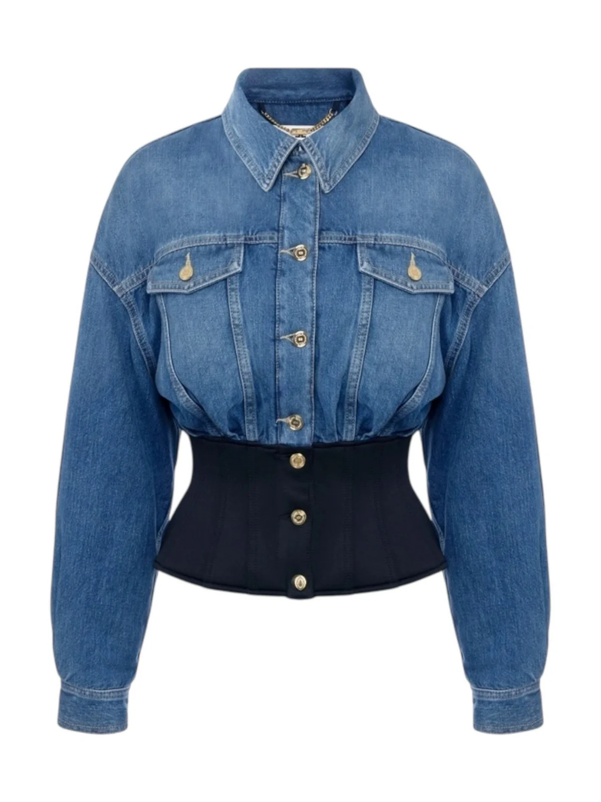 ELISABETTA FRANCHI Giubbino Donna BJ40N56E2 EI1 BLUE DENIM/NERO