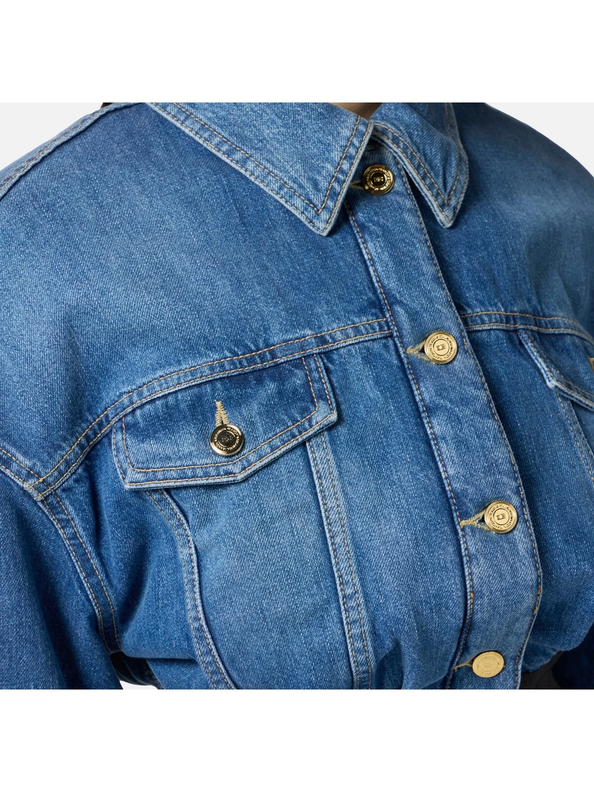 ELISABETTA FRANCHI Giubbino Donna BJ40N56E2 EI1 BLUE DENIM/NERO - Image 3