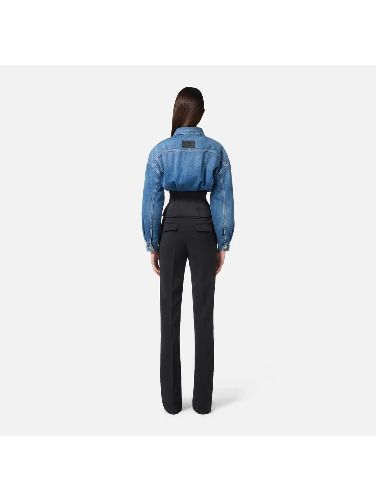 ELISABETTA FRANCHI Giubbino Donna BJ40N56E2 EI1 BLUE DENIM/NERO - Image 4