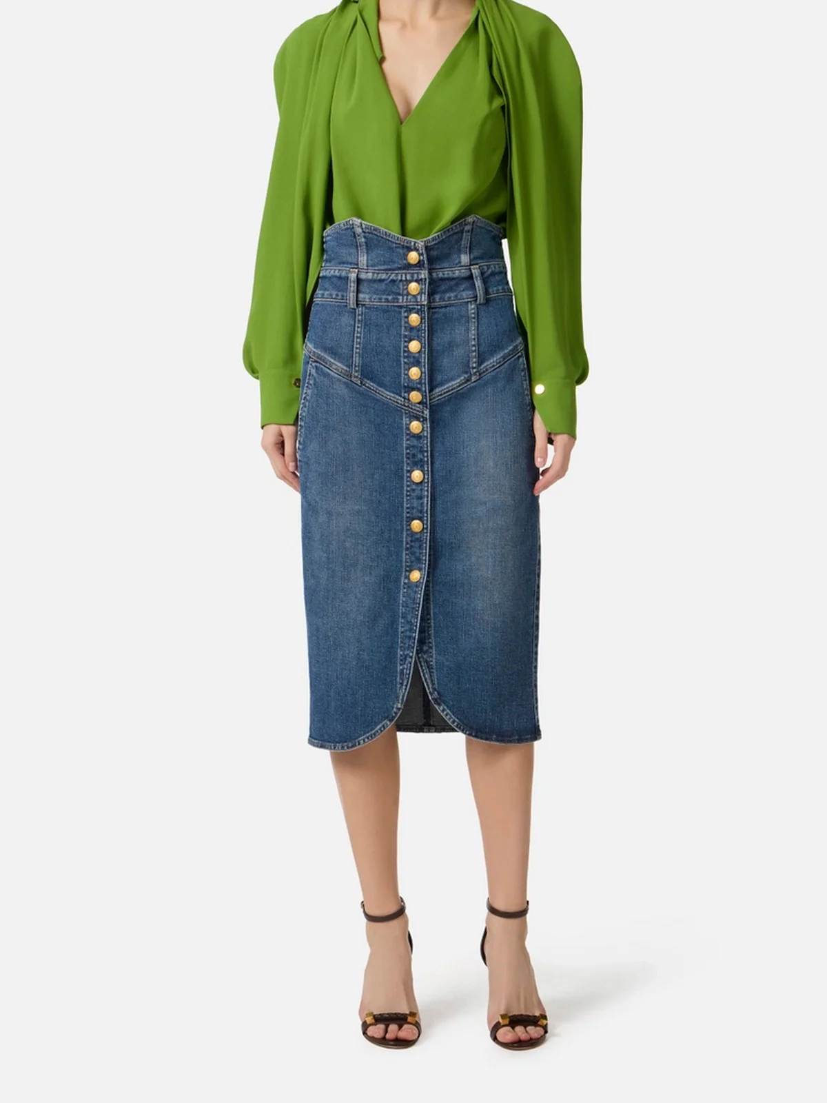 ELISABETTA FRANCHI Gonna Donna  GJ41I61E2 139 BLUE VINTAGE - Image 4