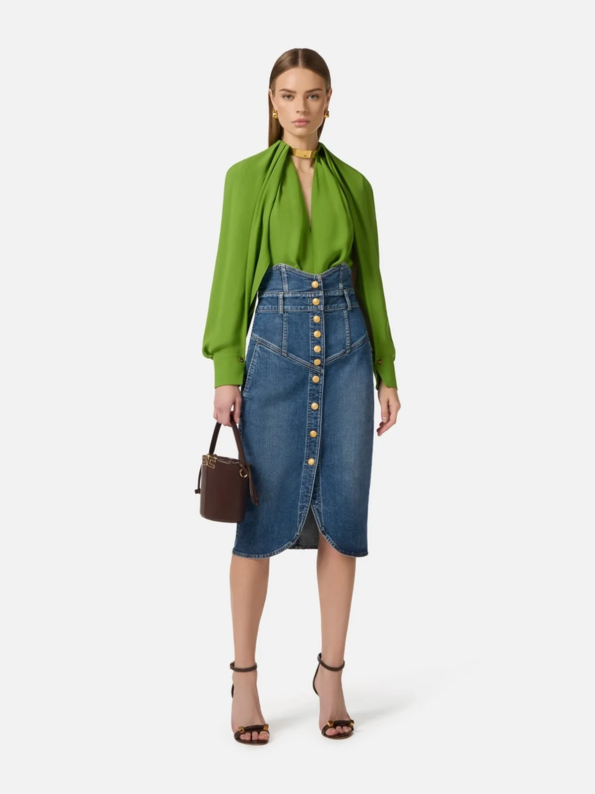 ELISABETTA FRANCHI Gonna Donna  GJ41I61E2 139 BLUE VINTAGE - Image 5
