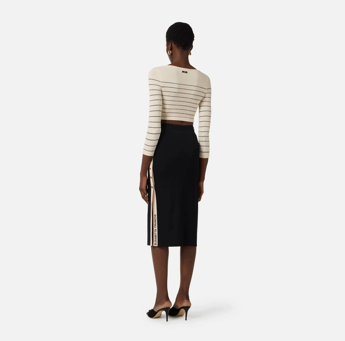 ELISABETTA FRANCHI Gonna Donna  GK27S61E2 685 NERO/BURRO - Image 3