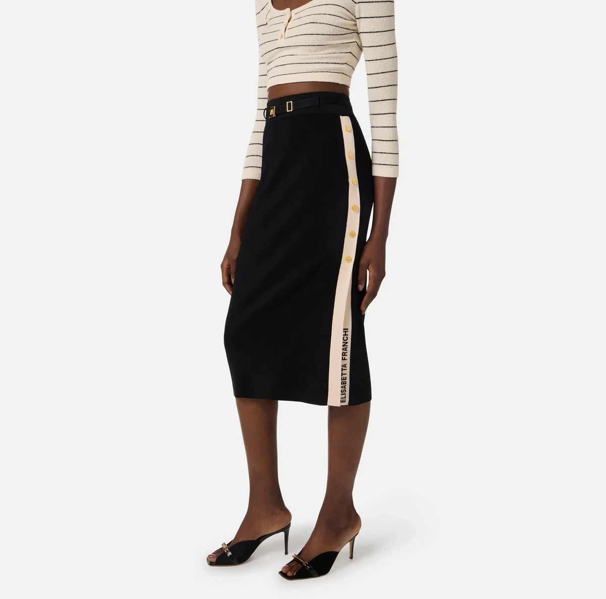 ELISABETTA FRANCHI Gonna Donna  GK27S61E2 685 NERO/BURRO - Image 4