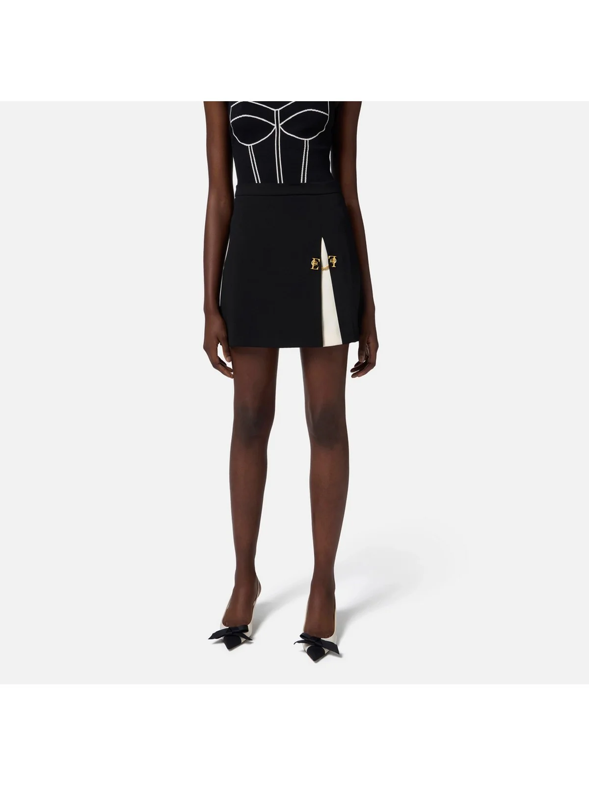 ELISABETTA FRANCHI Gonna Donna  GO07951E2-685 Nero - Image 3